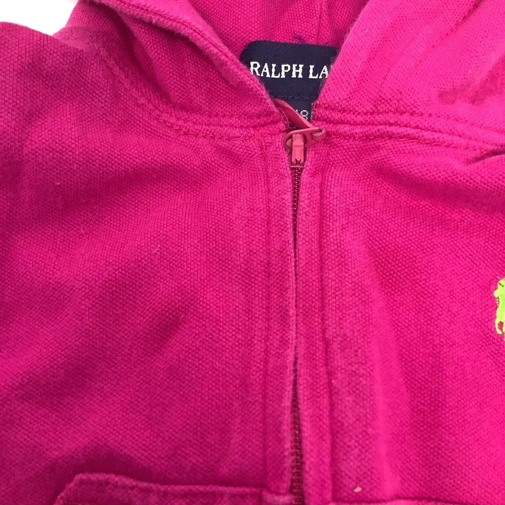 Ralph Lauren Pink Full Zip Hoodie Girls Size 18M Sweatshirt Pockets Long Sleeves